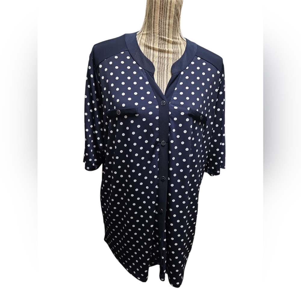 Elie McCarthy Navy Button-Up Blouse
